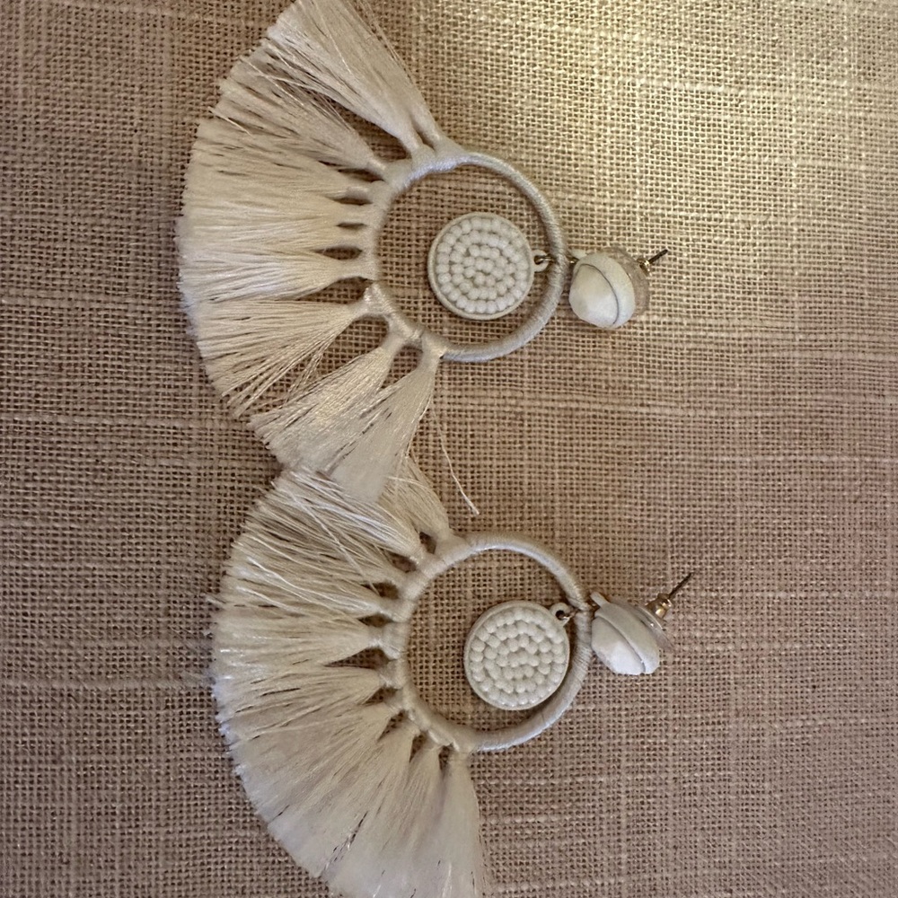 White Fringe Earrings Jcrew